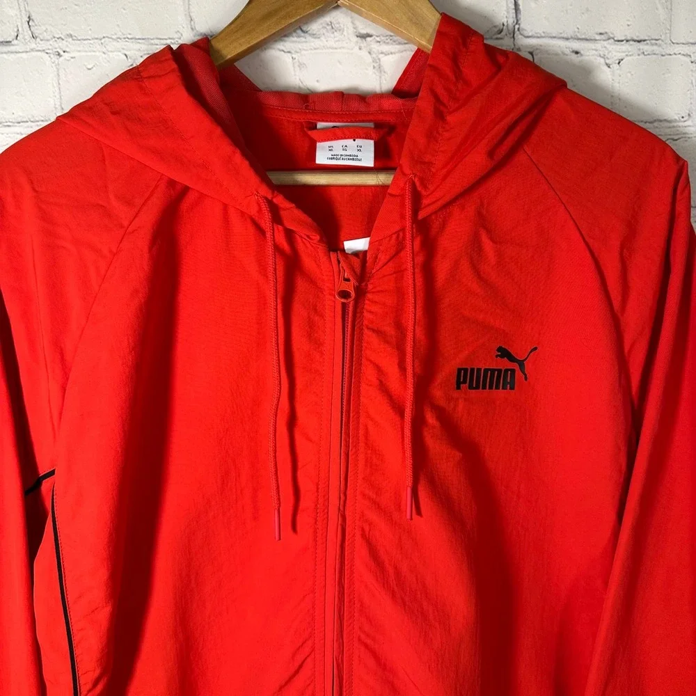 Puma Mens Red Full Zip Hooded Windbreaker Jacket 691495-11‎ XL